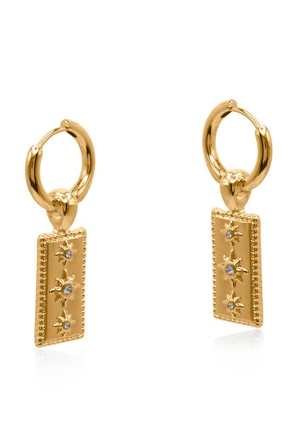 AW25 B.M.L Sirens Gold Charm Huggie Earring RESIZE - The Mercantile London