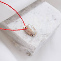 Lyon & Feather Red String Gold Pearl Necklace