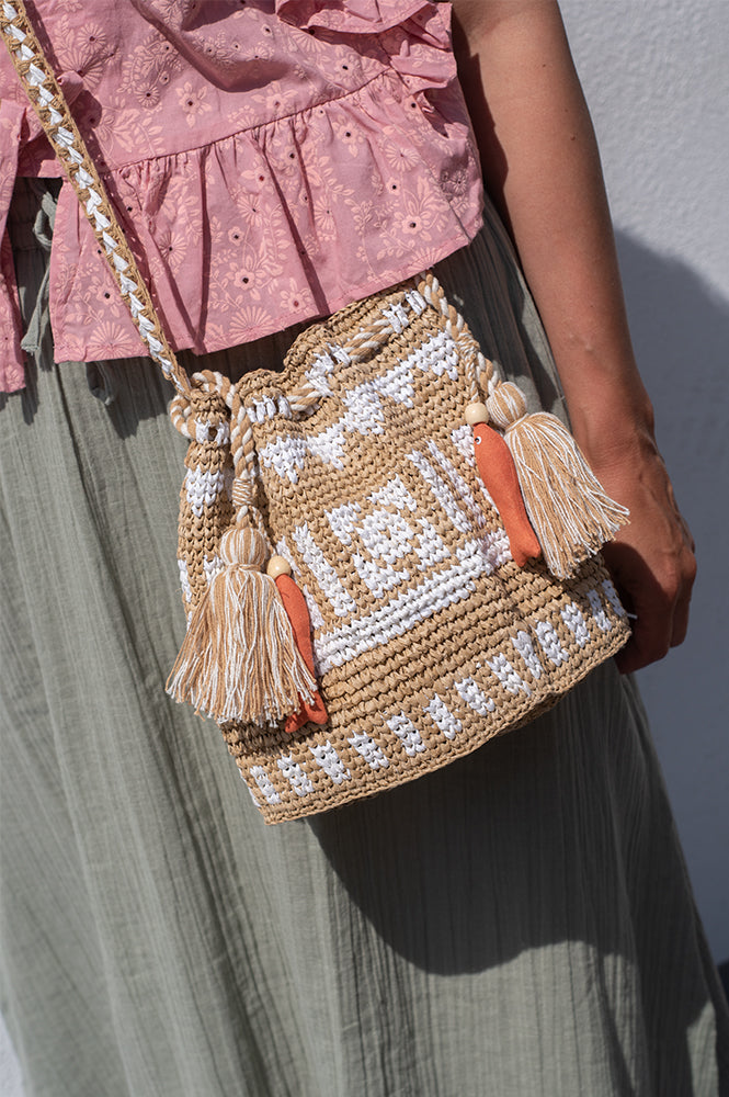 M.A.B.E Pari Raffia Ecru Pouch - The Mercantile London
