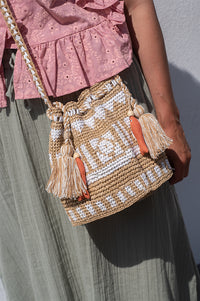 M.A.B.E Pari Raffia Ecru Pouch - The Mercantile London