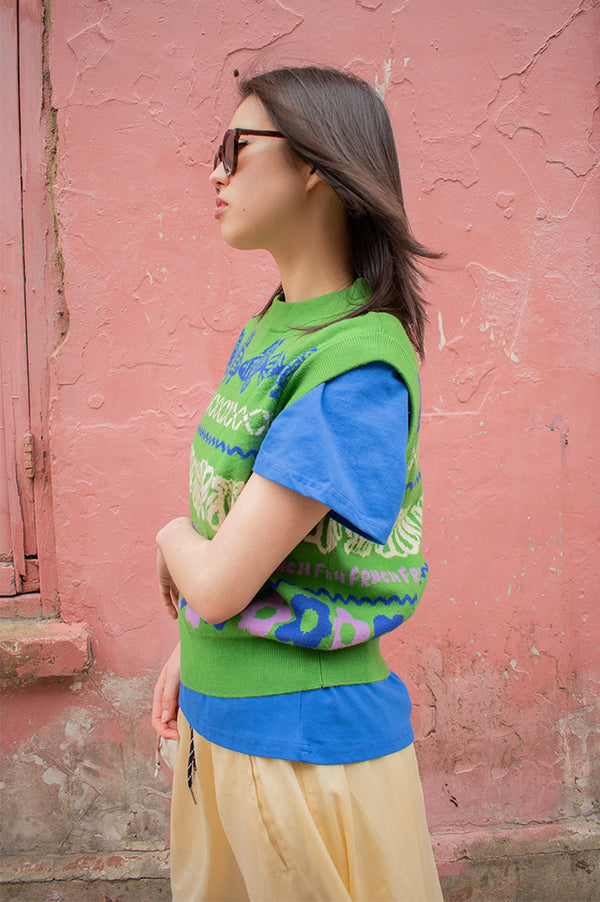 FRNCH Johanna Green Knitted Vest - The Mercantile London
