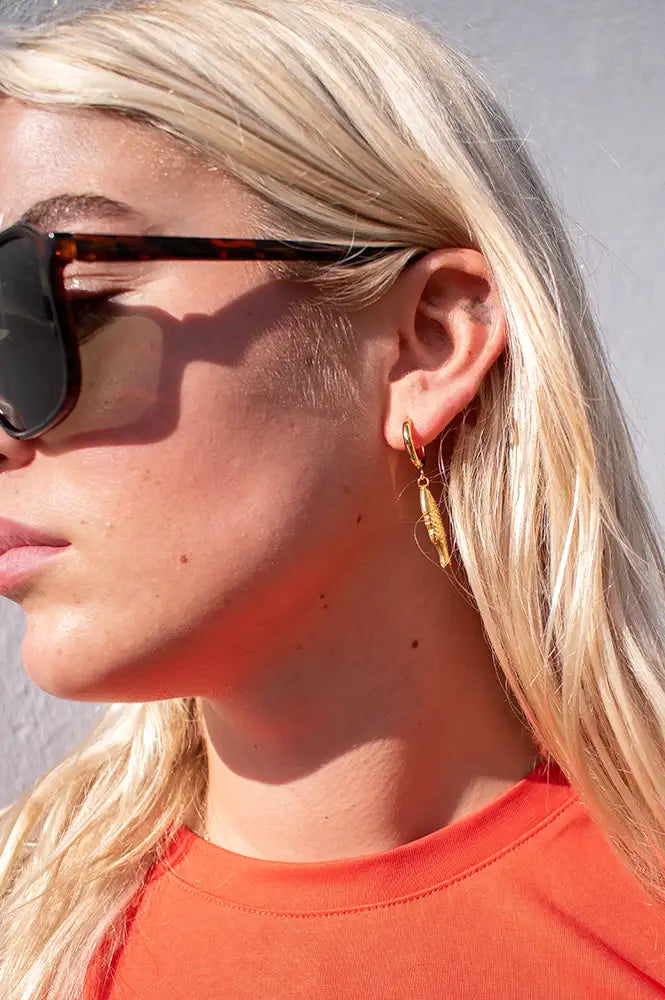 White Gold Fish Pendant Earrings - The Mercantile London