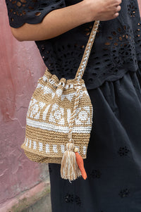 M.A.B.E Pari Raffia Ecru Pouch - The Mercantile London