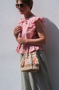 M.A.B.E Pari Raffia Ecru Pouch - The Mercantile London