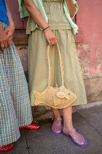 Damson Madder Raffia Fish Bag