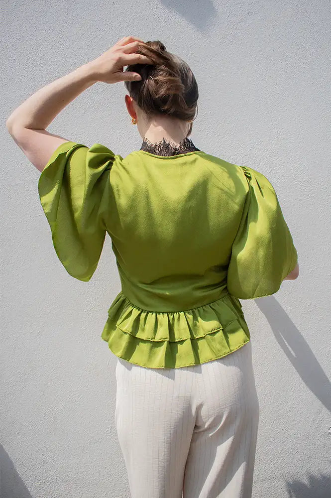 Stella Nova Green Flash Delicate Tieband Blouse - The Mercantile London