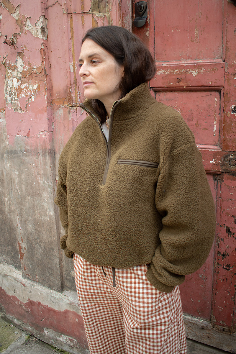 Soeur Finlande Bronze And Khaki Sherpa Sweatshirt - The Mercantile London