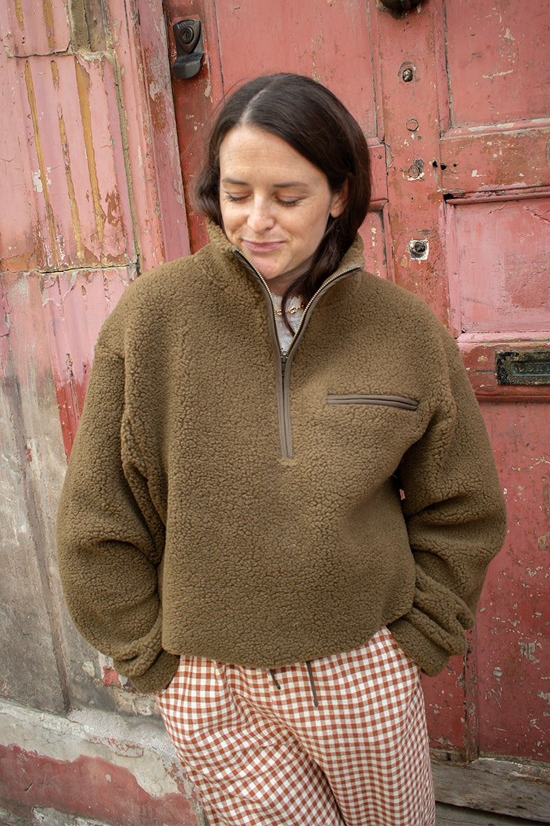 Soeur Finlande Bronze And Khaki Sherpa Sweatshirt - The Mercantile London