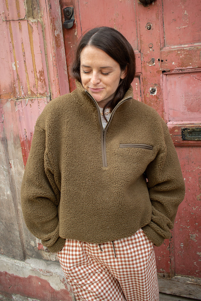 Soeur Finlande Bronze And Khaki Sherpa Sweatshirt - The Mercantile London
