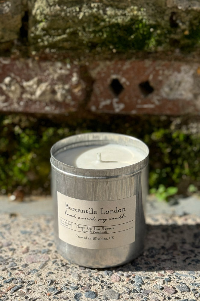 Mercantile London Fleur De Lis Street Rose And Patchouli Tin Candle - The Mercantile London