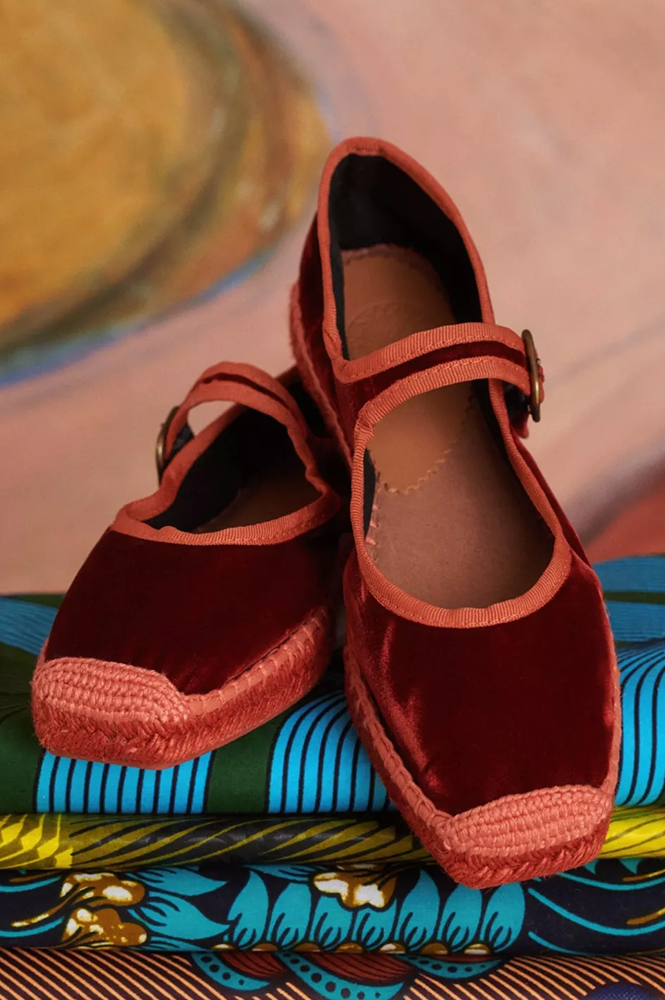 Penelope Chilvers Flora Marmalade Velvet Espadrille - The Mercantile London