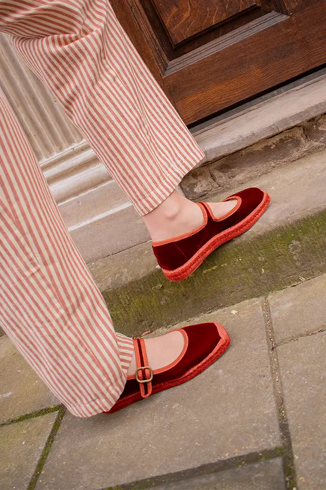 Penelope Chilvers Flora Marmalade Velvet Espadrille - The Mercantile London