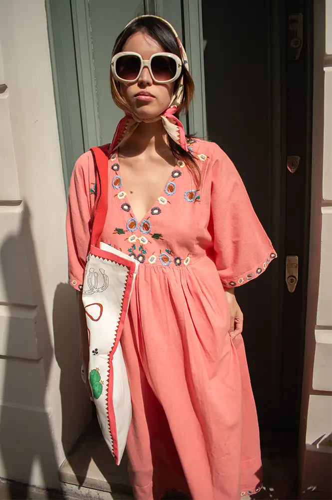 Habiba Flora Berry Embroidered Dress
