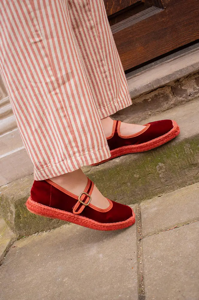 Penelope Chilvers Flora Marmalade Velvet Espadrille - The Mercantile London