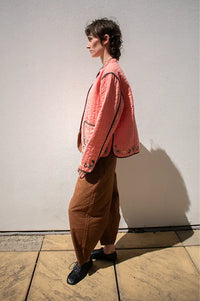 Habiba Flora Berry Quilted Embroidered Jacket
