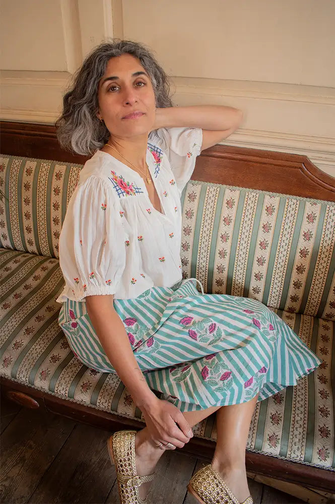 M.A.B.E Harlie Floral Ecru Blouse - The Mercantile London
