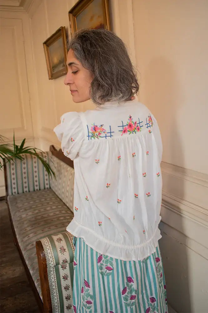 M.A.B.E Harlie Floral Ecru Blouse - The Mercantile London