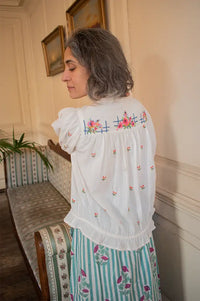 M.A.B.E Harlie Floral Ecru Blouse - The Mercantile London