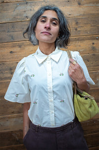 Object Molia Embroidered Flower Shirt - The Mercantile London