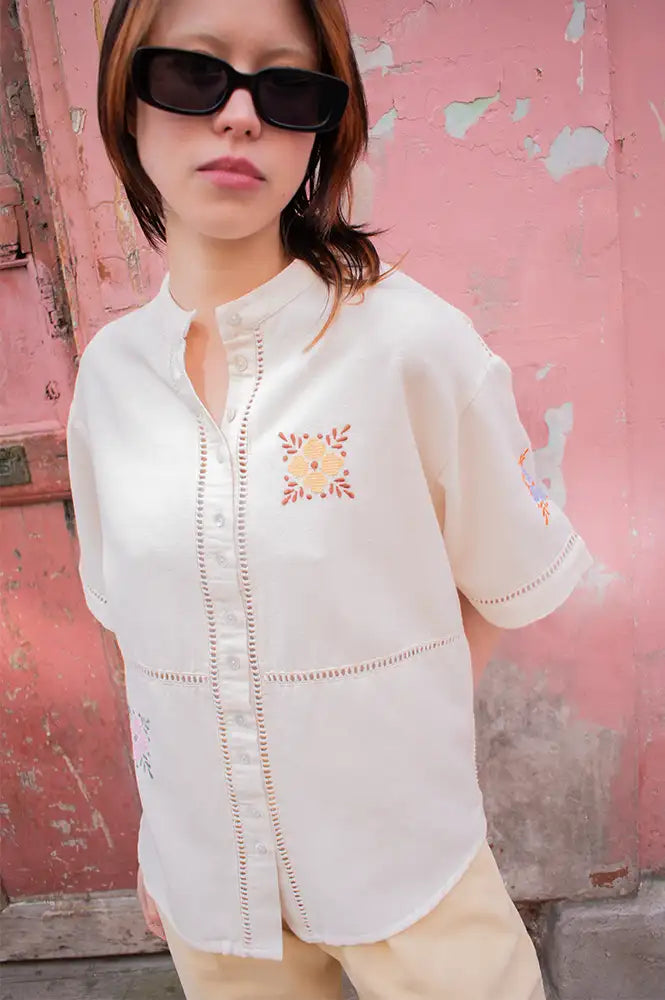 A.P Embroidered Floral Blouse - The Mercantile London