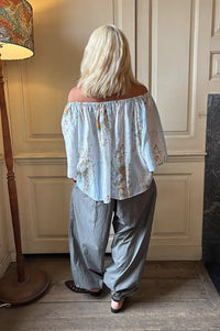Stella Nova Creme Floral Loose Dropped Shoulder Blouse