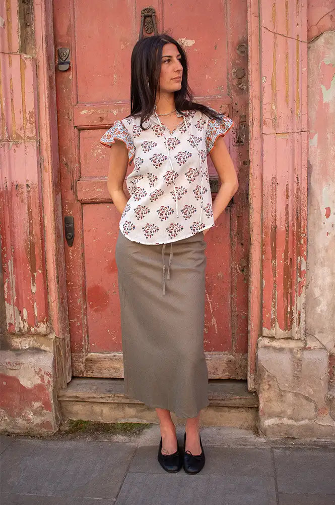 M.A.B.E Stella Rust Ecru Top - The Mercantile London