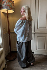 Stella Nova Creme Floral Loose Dropped Shoulder Blouse