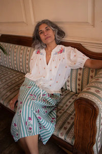 M.A.B.E Harlie Floral Ecru Blouse - The Mercantile London