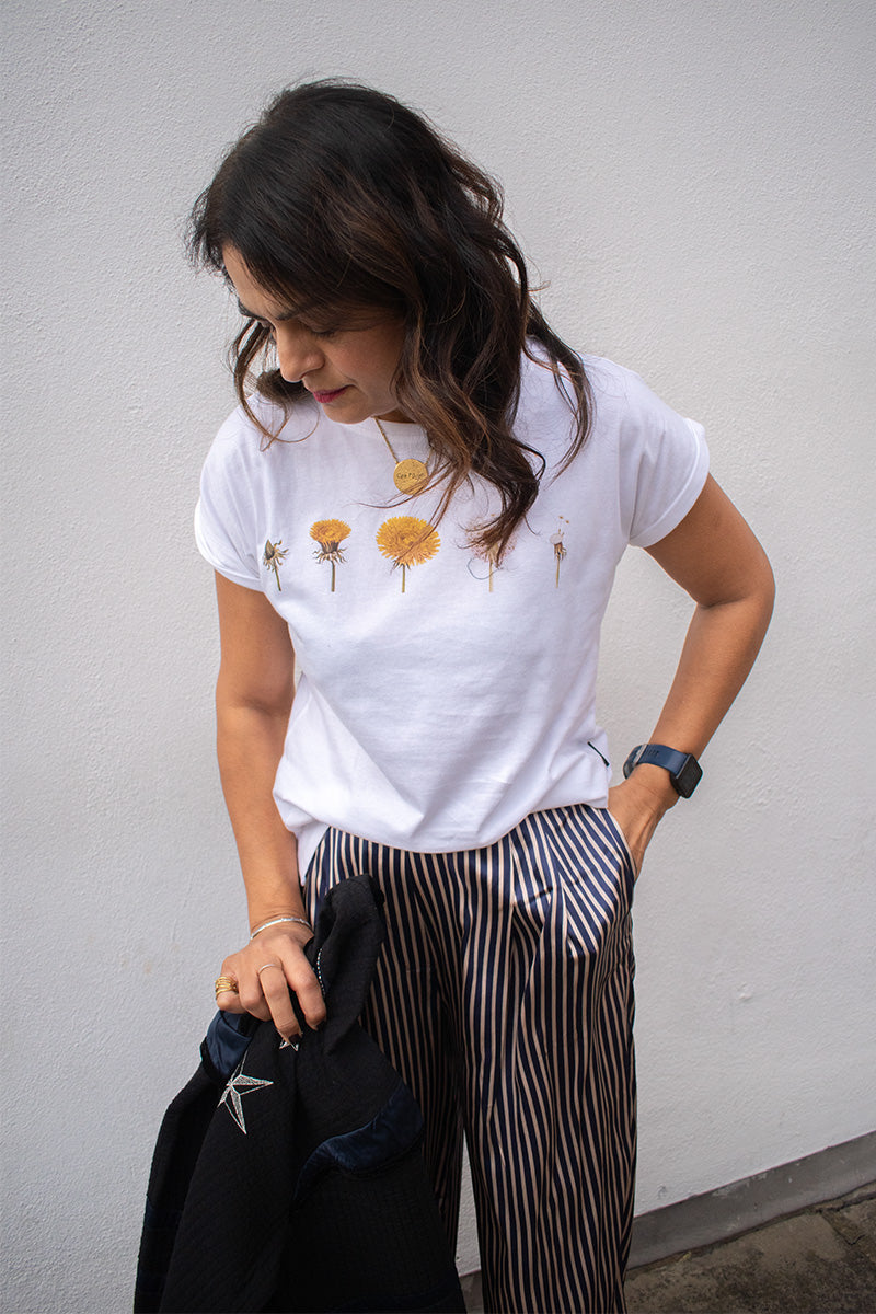 Dedicated Visby Dandelion Cycles White T-Shirt - The Mercantile London