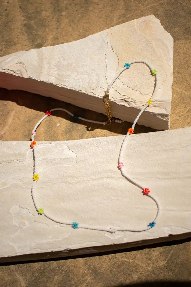 Flower Seed Bead Necklace