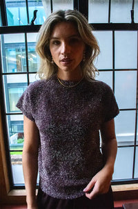 ICHI Aniles Fudge Metallic Knit Top