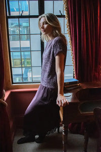 ICHI Aniles Fudge Metallic Knit Top