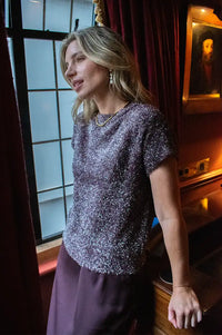 ICHI Aniles Fudge Metallic Knit Top
