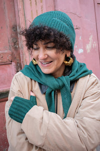 Arctic Fox Embroidered Alpine Fern Merino Beanie