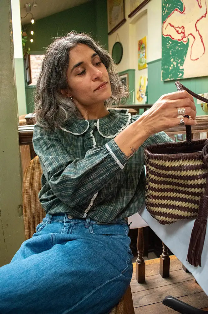 Emile Et Ida Eboto Forest Checks Plissée Blouse