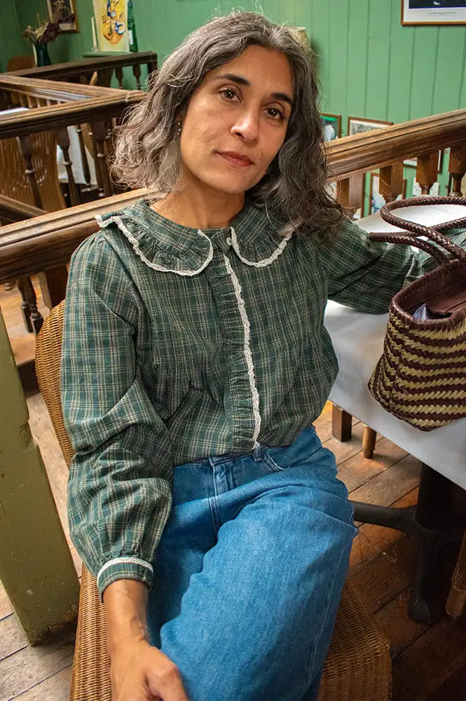 Emile Et Ida Eboto Forest Checks Plissée Blouse