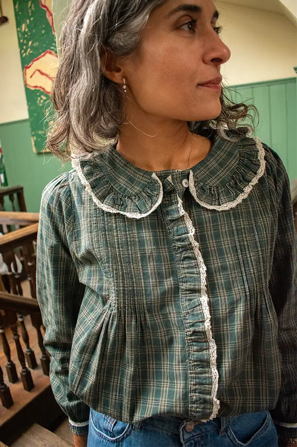 Emile Et Ida Eboto Forest Checks Plissée Blouse
