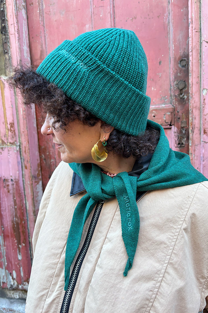 Arctic Fox Embroidered Alpine Fern Merino Beanie