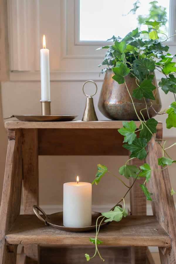 Small Forged Brass Plate Candle Holder - The Mercantile London
