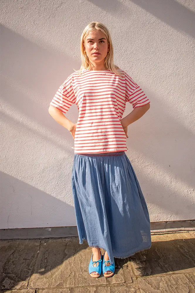 Fransa Siva Hibiscus Twin Stripe Top - The Mercantile London