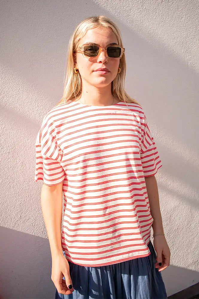 Fransa Siva Hibiscus Twin Stripe Top - The Mercantile London