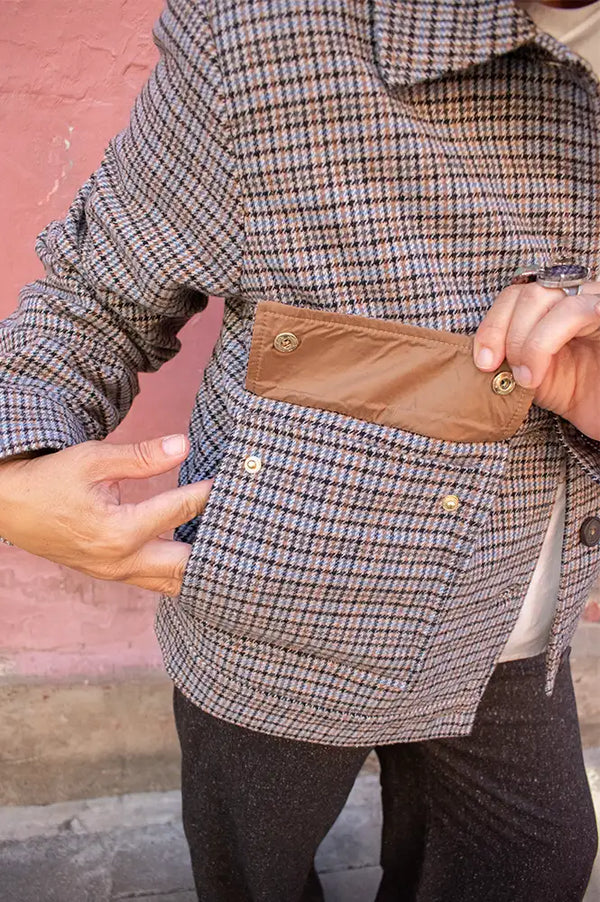 Fransa Antonette Tobacco Brown Check Jacket