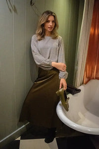 Fransa Juno Toffee Salute Check Blouse