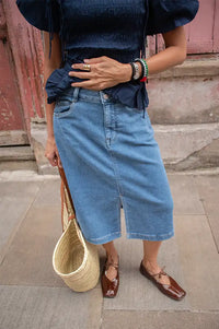 Fransa Vilja Denim Midi Skirt
