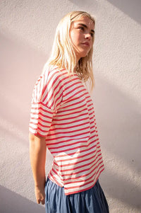 Fransa Siva Hibiscus Twin Stripe Top - The Mercantile London