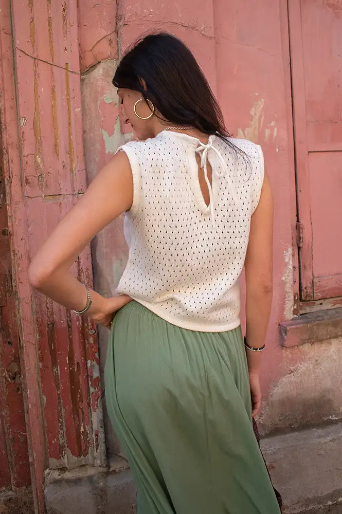 Fransa Perri Whisper White Knitted Top - The Mercantile London