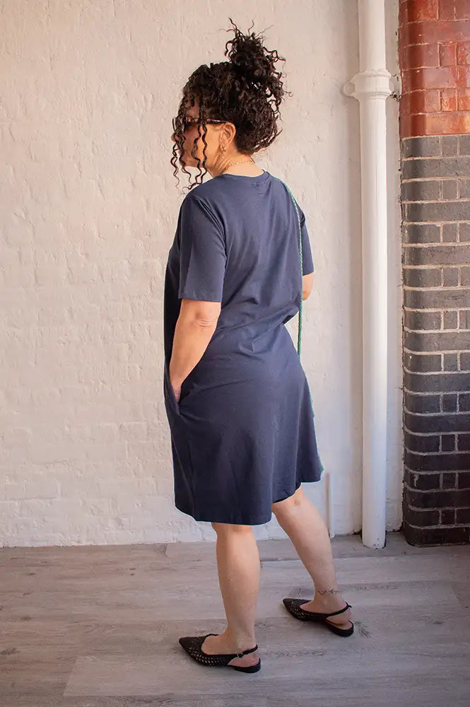 Fransa Feba Navy Dress - The Mercantile London