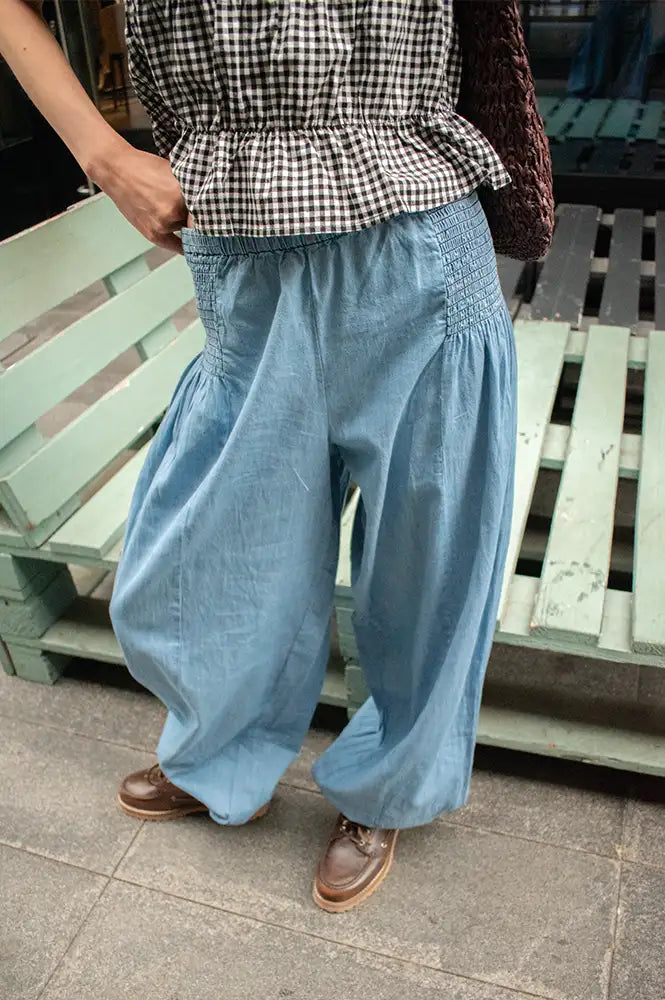 Fransa Marise Mid-Blue Denim Capri Pants