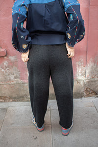 Fransa Minta Grey Barrel Leg Trousers - The Mercantile London