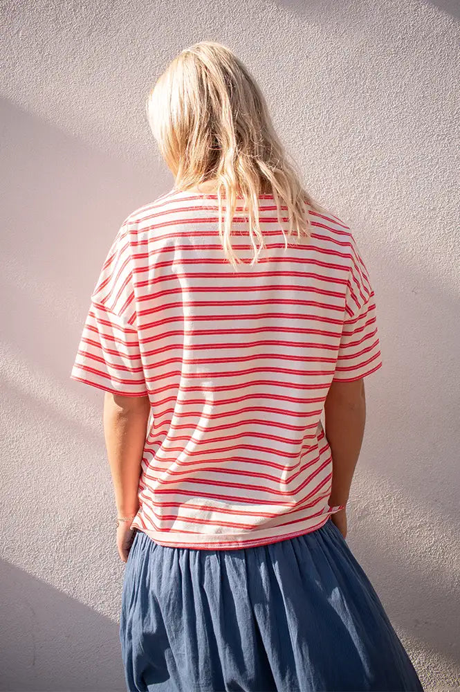 Fransa Siva Hibiscus Twin Stripe Top - The Mercantile London